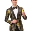 Mens Paisley Jeweled Shawl Prom Tuxedo Blazer In Black & Gold