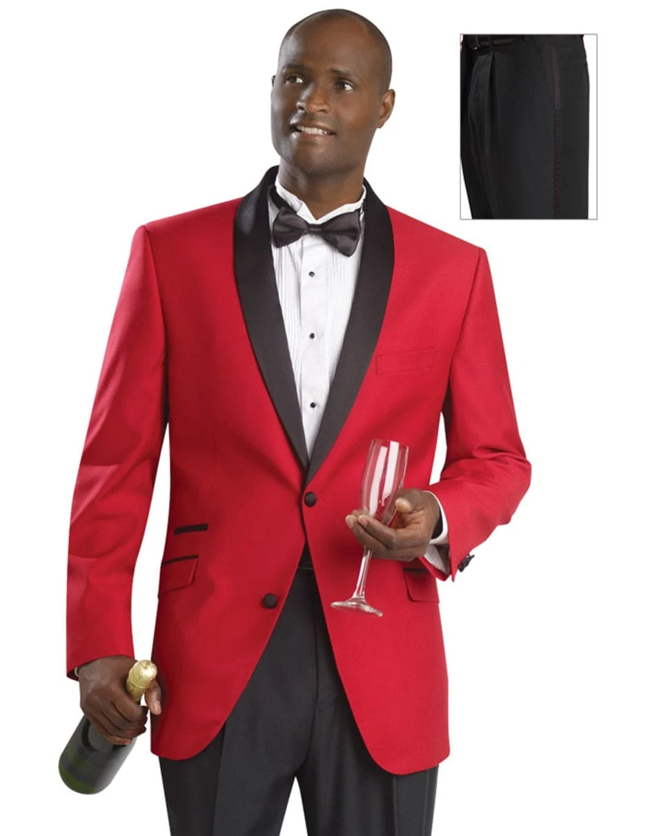 Mens Red & Black Shawl Prom Tuxedo 1 Mens Red & Black Shawl Prom Tuxedo