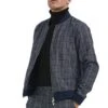 Plaid Men's Casual Track Suit - Navy Walking Jacket & Pant Set