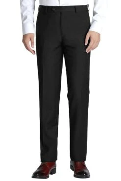 "Black Slim Fit Wool Dress Pants For Men - Stylish & Comfortable"