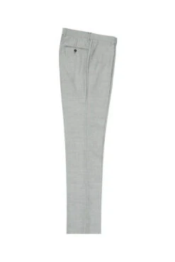 Light Gray Herringbone Flat Front Wool Dress Pant 2560 By Tiglio Luxe 12A005