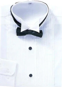 Mens Convertible Cuff Wing Collar Tuxedo Shirt In White