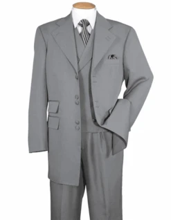 Mens Pimp Suit -Gangster Suit - Mobster Suit - Mafia Suit For Mens 6 Button Double Breasted Vest Zoot Suit In Grey