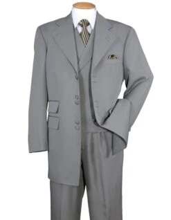 Gangster Suit - Mobster Suit - Mafia Suit For Mens 6 Button Double Breasted Gangster Vest Zoot Suit In Grey