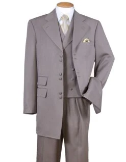 Mens 6 Button Double Breasted Vest Zoot Suit In Taupe