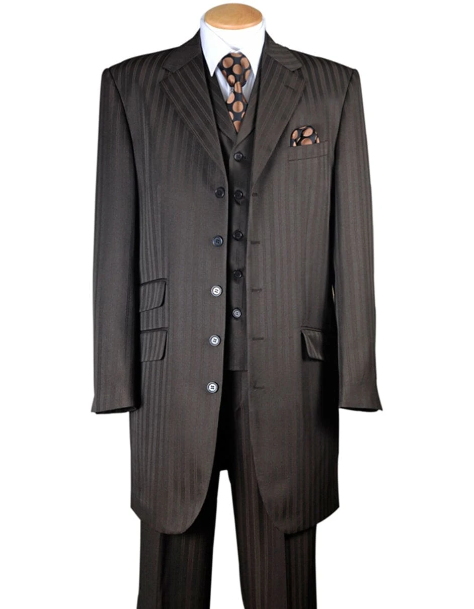 Mens Ton On Ton Stripe Fashion Zoot Suit In Brown 1 Mens Ton On Ton Stripe Fashion Zoot Suit In Brown