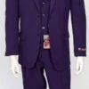 3 Piece Purple Poly Poplin Dress Suit-Regular Fit