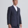 3 Piece Suit - Navy Blue Three Piece Suit - Mens Vested Summer Seersucker Suit In Navy On Navy Pinstripe