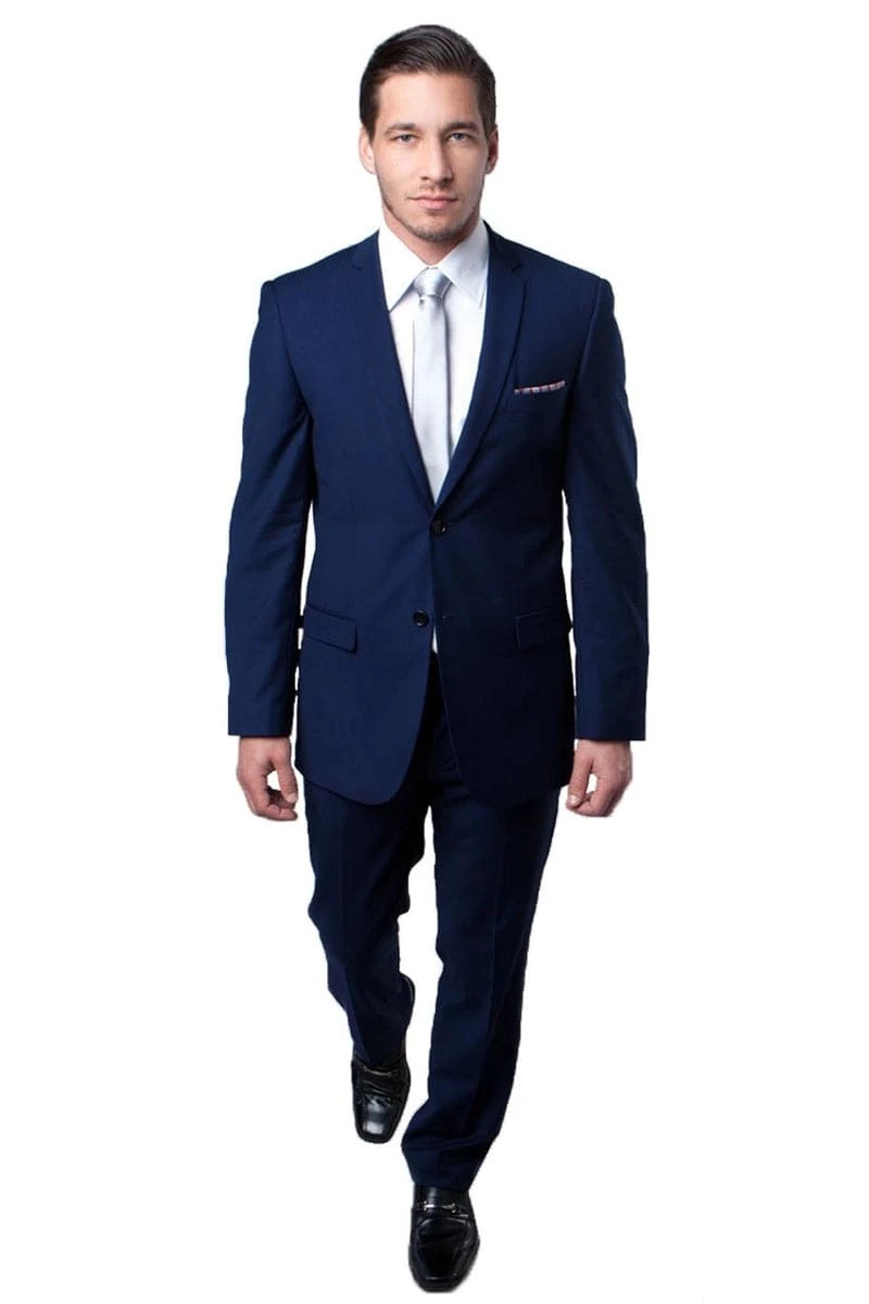 "Dark Blue Slim Fit Men's Wedding Suit - Basic 2 Button Style" 2 "Dark Blue Slim Fit Men's Wedding Suit - Basic 2 Button Style" - Image 2