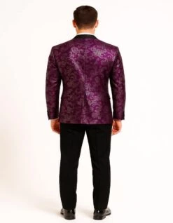 Men's Pinkish ~ Purple Paisley Tuxedo Jacket With Black Satin Lapel – Formal Prom And Wedding Blazer In Meganta Color -Alberto Nardoni Shop 3 17
