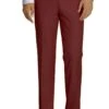 "Burgundy Men's Slim Fit Wool Dress Pants - Elegant Style"