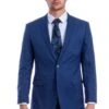 "Modern Fit Men's Summer Suit - Two Button Linen Look, Medium Blue"