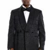 "Men's Slim Fit Double Breasted Black Paisley Tuxedo - Prom 2025 & Wedding Smoking Jacket" -Alberto Nardoni Shop 5LhjOVb