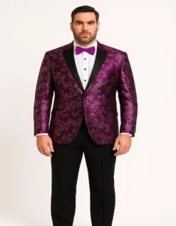 Men's Pinkish ~ Purple Paisley Tuxedo Jacket With Black Satin Lapel – Formal Prom And Wedding Blazer In Meganta Color -Alberto Nardoni Shop 5 1c936b57 df63 47be bb8d f552af8688d4