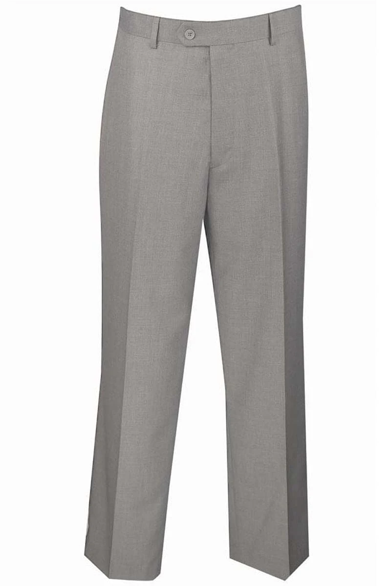 "Men's Wool Feel Regular Fit Dress Pants - Light Grey, Flat Front" 1 "Men's Wool Feel Regular Fit Dress Pants - Light Grey, Flat Front"