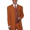Gangster Suit - Mobster Suit - Mafia Suit For Mens 4 Button Wide Notch Lapel Fashion Zoot Rust Suit