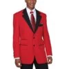Mens 2 Button Black Lapel Tuxedo In Red