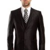 "Black Sharkskin Men's Wedding & Prom 2025 Suit - Two Button Vested Fashion"