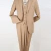 "Classic Fit Men's Vested Suit With Two-Button Pleated Pants In Camel"