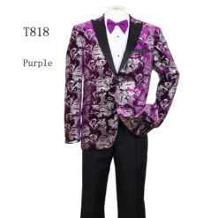 Men's Purple And White TwotonedPaisley Tuxedo Jacket With Black Satin Lapel – Formal Prom And Wedding Blazer -Alberto Nardoni Shop 7 bdca5db6 d960 4c37 84eb 552e0360796a