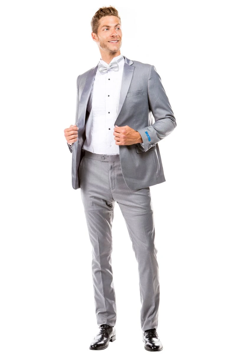 "Men's Slim Fit Two Button Wedding Tuxedo - Light Grey Prom 2025 Suit" 2 "Men's Slim Fit Two Button Wedding Tuxedo - Light Grey Prom 2025 Suit" - Image 2
