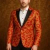 Men's Red And Gold Baroque Tuxedo Jacket With Black Satin Shawl Lapel -Alberto Nardoni Shop AMen sRedandGoldBaroqueTuxedoJacketwithBlackSatinShawlLapel
