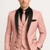 Men's Light Pink 3-Piece Tuxedo Suit With Black Satin Shawl Lapel – Formal Wear - Ultra Slim Fitted In Blush Color -Alberto Nardoni Shop Amen sLightPink3 PieceTuxedo