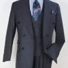 Double Breasted Suits - Vested Suits Wool Fabric - Apolo King Brand - Gray Plaid Suit
