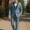 Sky Blue Tuxedo With Black Shawl Lapel Slim Fit Prom And Wedding Suit In Baby Blue Color - Light Blue -Alberto Nardoni Shop AskyBlueTuxedowithBlackShawl
