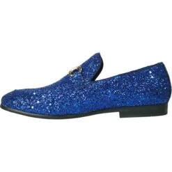 Mens Modern Glitter Sequin Prom Tuxedo Buckle Loafer In Royal Blue -Alberto Nardoni Shop BLUE2