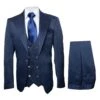 Rossi Man BOND RM1752 Slim Fit 3-Piece Navy Suit – 1-Button Peak Lapel, Double-Breasted Vest & Flat Front Pants -Alberto Nardoni Shop BOND RM1752