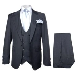 Rossi Man BOND RM1779 Slim Fit 3-Piece Black Suit – Tailored Formalwear For Men