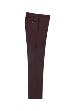 Burgundy Flat Front Slim Fit Wool Dress Pant 2564 By Tiglio Luxe BURGUNDY