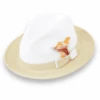 Tapa Crushable Straw Hat Fedora In Two Tone Beige-White 3 Tapa Crushable Straw Hat Fedora In Two Tone Beige-White -Alberto Nardoni Shop Beige White.1