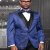 Big And Tall Size Tuxedo Dinner Jacket - Paisley Fabric Blazer In Color Royal Blue