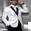Big And Tall Size Tuxedo Dinner Jacket - Paisley Fabric Blazer In Color White -Alberto Nardoni Shop Big and Tall Size Tuxedo White