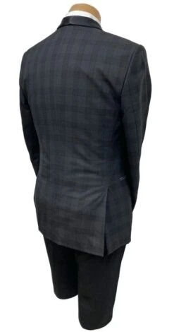 Mens Black Plaid Tuxedo Jacket Slim Fit Black With Grey Plaid Pattern Tuxedo -Alberto Nardoni Shop Black Plaid Tuxedos Jackets