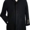 Mens Black Overcoat - Dark Color Black 3 Quarter Wool Fabric Jacket - Men's Overcoat