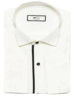 Cream Tuxedo Shirt -Alberto Nardoni Shop Black line shirt