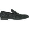 Mens Modern Glitter Sequin Prom Tuxedo Buckle Loafer In Black