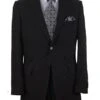 Mens 2 Button 100% Linen Suit With Elbow Side Vents Patches In Black