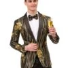Mens Paisley Jeweled Shawl Prom Tuxedo Besom Pockets Black And Gold Blazer -Alberto Nardoni Shop Black Blazer