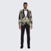 Gold Suit For Prom - Gold Blazer + Matching Pants + Men's Black Tuxedo With Gold Textured Paisley Design- Wedding - Prom