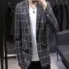 Black And White Plaid Suit Jacket - Mens Black Blazer