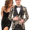 Mens Vested Paisley Prom & Wedding Black And Gold Tuxedo