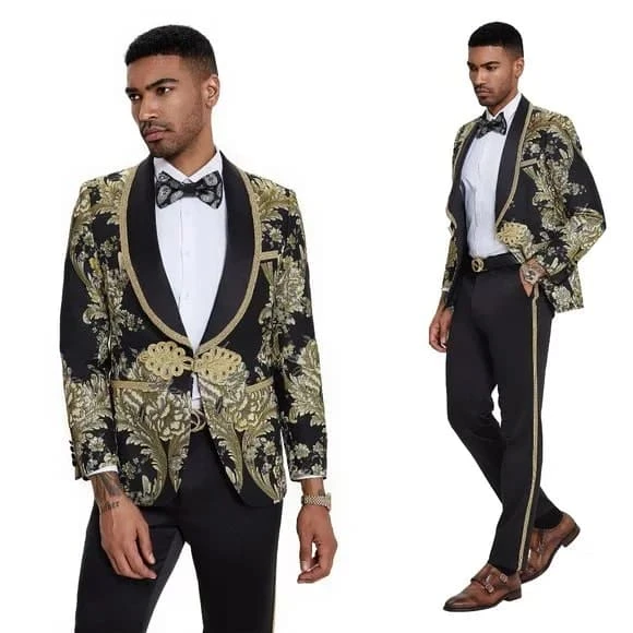 2025 Prom Special Black Paisley 2pc Mens Suit By Tazzio 1 2025 Prom Special Black Paisley 2pc Mens Suit By Tazzio