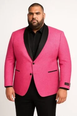 Men’s Hot Pink Paisley Tuxedo Blazer With Black Shawl Lapel Fuchsia Color Dinner Jacket Perfect For Prom -Alberto Nardoni Shop BlazerwithBlack