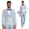 2025 Prom Special Blue Tuxedo Suit W/ Double-Breasted Vest By Tazzio