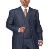 Mens Long Vested Denim Jeans Fashion Blue Zoot Suit