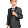 Grey Prom Suit - Gray Wedding Suit - Gray Tuxedo Boys Vested Shawl Collar Wedding Tuxedo In Charcoal Grey 2 Grey Prom Suit - Gray Wedding Suit - Gray Tuxedo Boys Vested Shawl Collar Wedding Tuxedo In Charcoal Grey -Alberto Nardoni Shop Boys Vested Tuxedo 0004 RENOJR